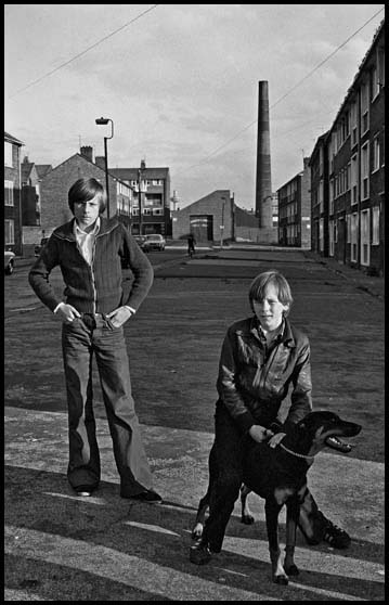 two boys with dog